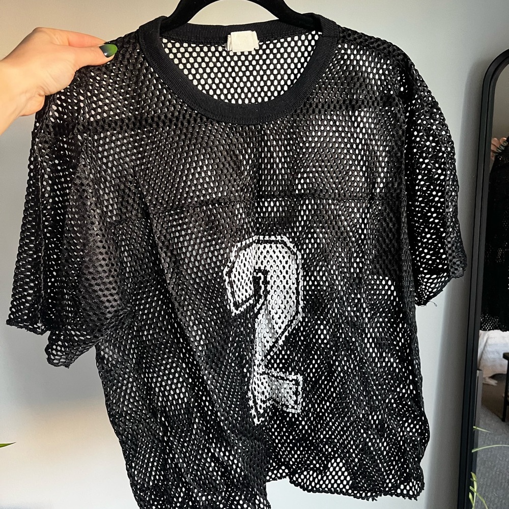Vintage Black Mesh Number 2 Jersey Top